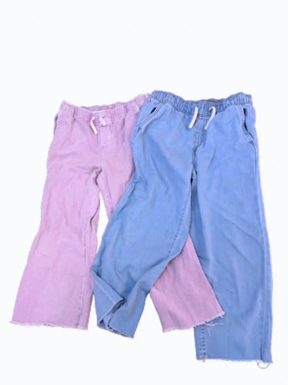 Girls Wide-Leg Jeans in Lavender and Blue - Comfortable Casual Fit